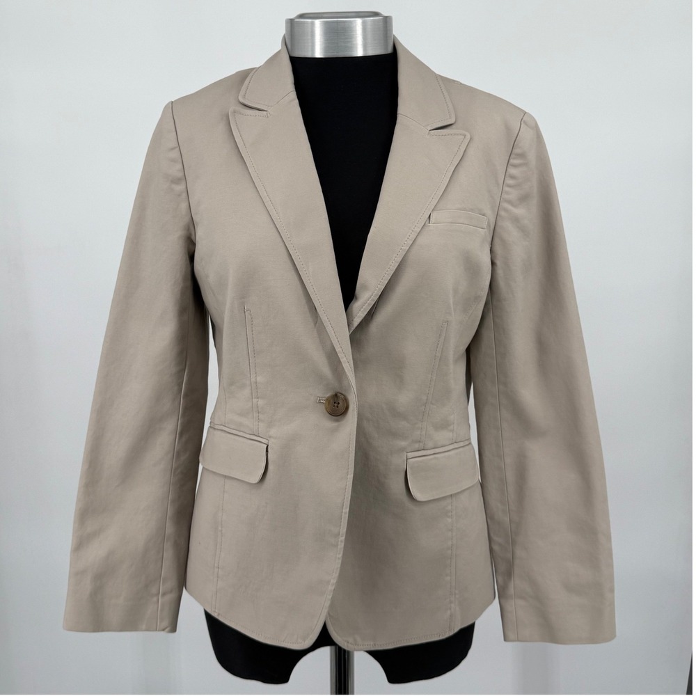Banana Republic Womens Petite 10 Khaki Tan Single Button Tailored Blazer Casual